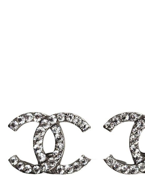 CHANEL Jewelry - Chanel Silver Crystal CC Stud Earrings